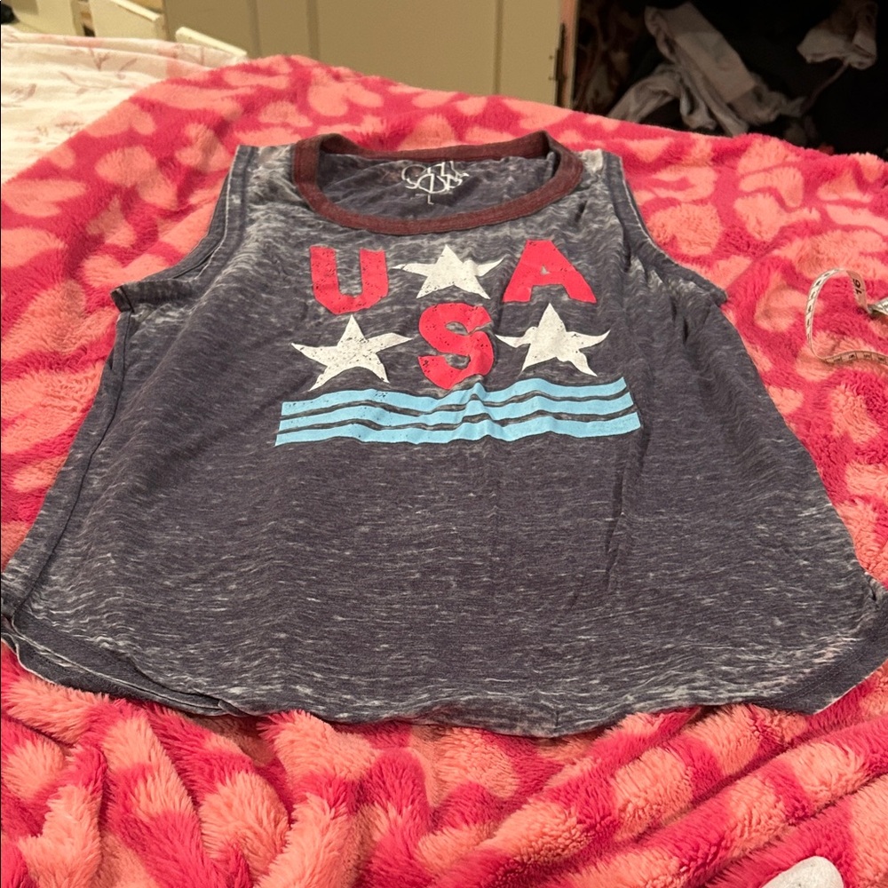 Chaser Good Condition USA Themed  Tank Top - Distressed Look Soft Size L